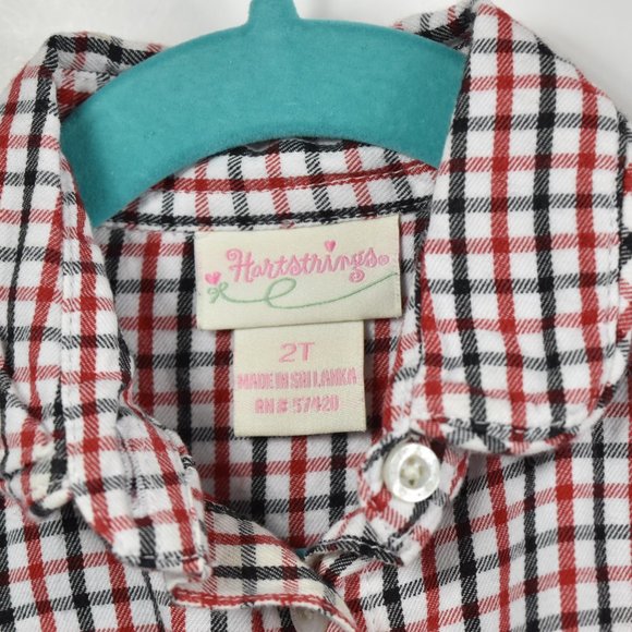 Red white and blue plaid long sleeve button down - Picture 3 of 6